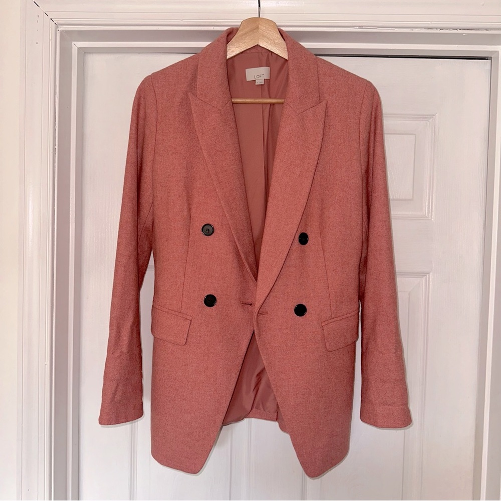 LOFT Pink Double-Breasted Blazer